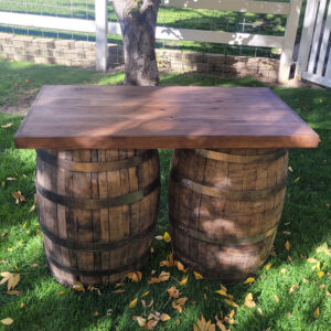 rectable table for whiskey barrels