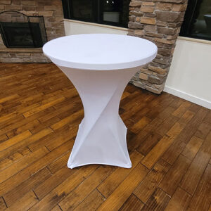 white spandex tight tablecloth for rent
