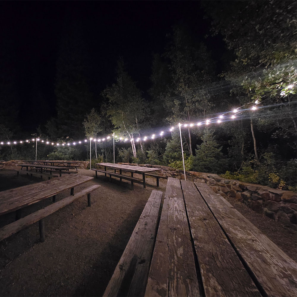 string lights and poles