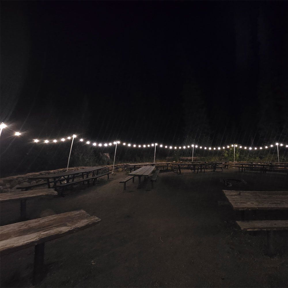 string lights and poles