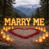 marry me sign with heart