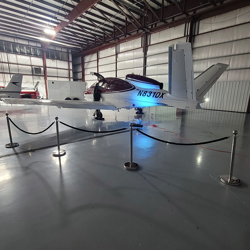 stanchions in hangar